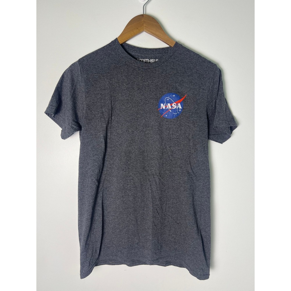 NASA‎ T-Shirt Wm M Gray Graphic Logo Short Sleeve Crewneck Nerdy Indie